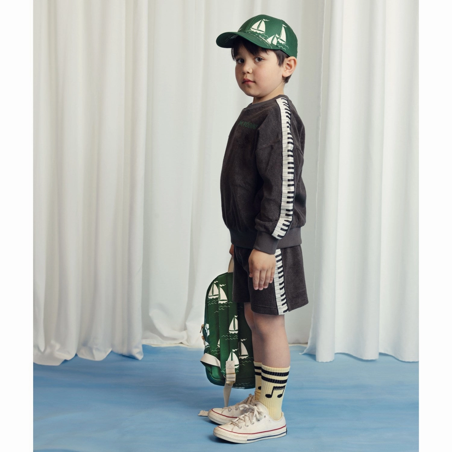 Quick Release Fastener Mini Rodini Black Piano Terry Sweatshorts