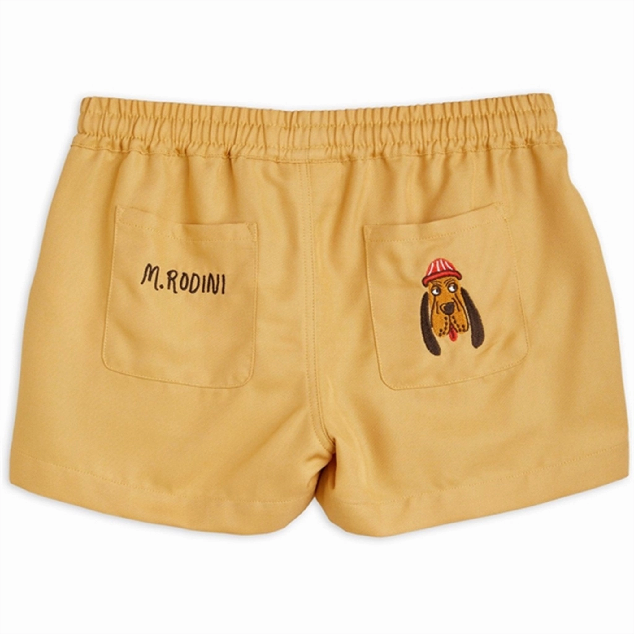 Mini Rodini Bloodhound Emb Woven Shorts Beige Water Resistant Reinforced Gusset