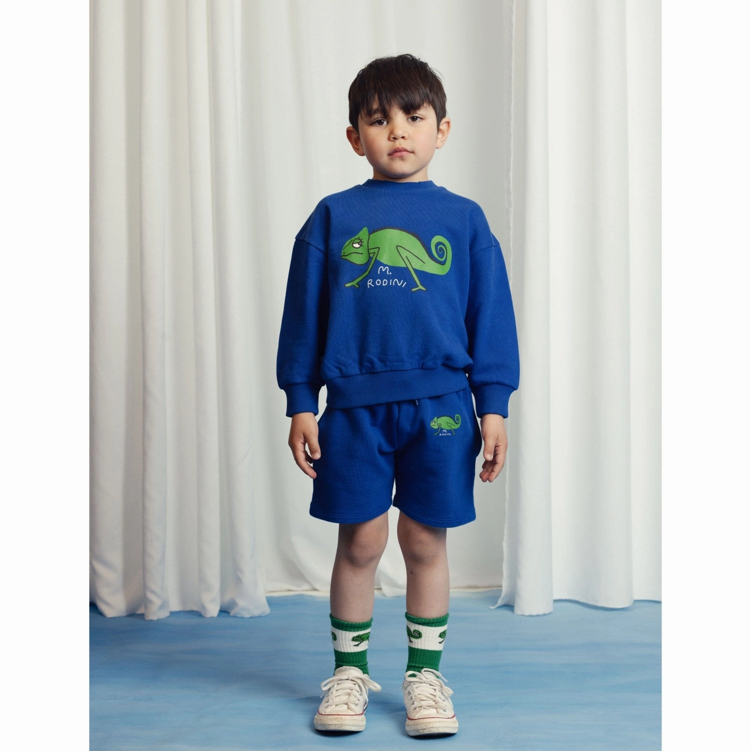 Handmade Sporty Style Mini Rodini Blue Lizard Sweatshorts