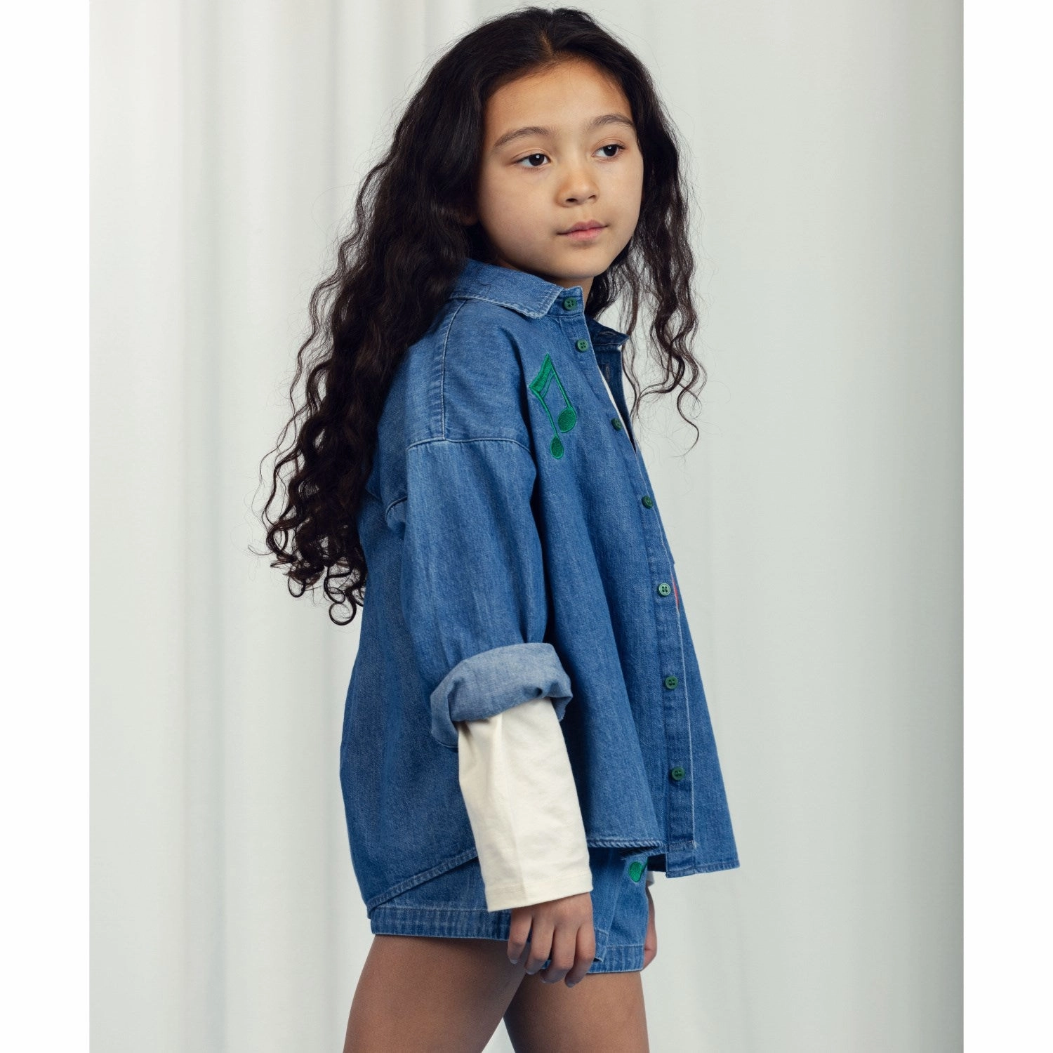 long-lasting quality Stay Cool Technology Mini Rodini Blue Note Embroidery Lightweight Denim Shorts