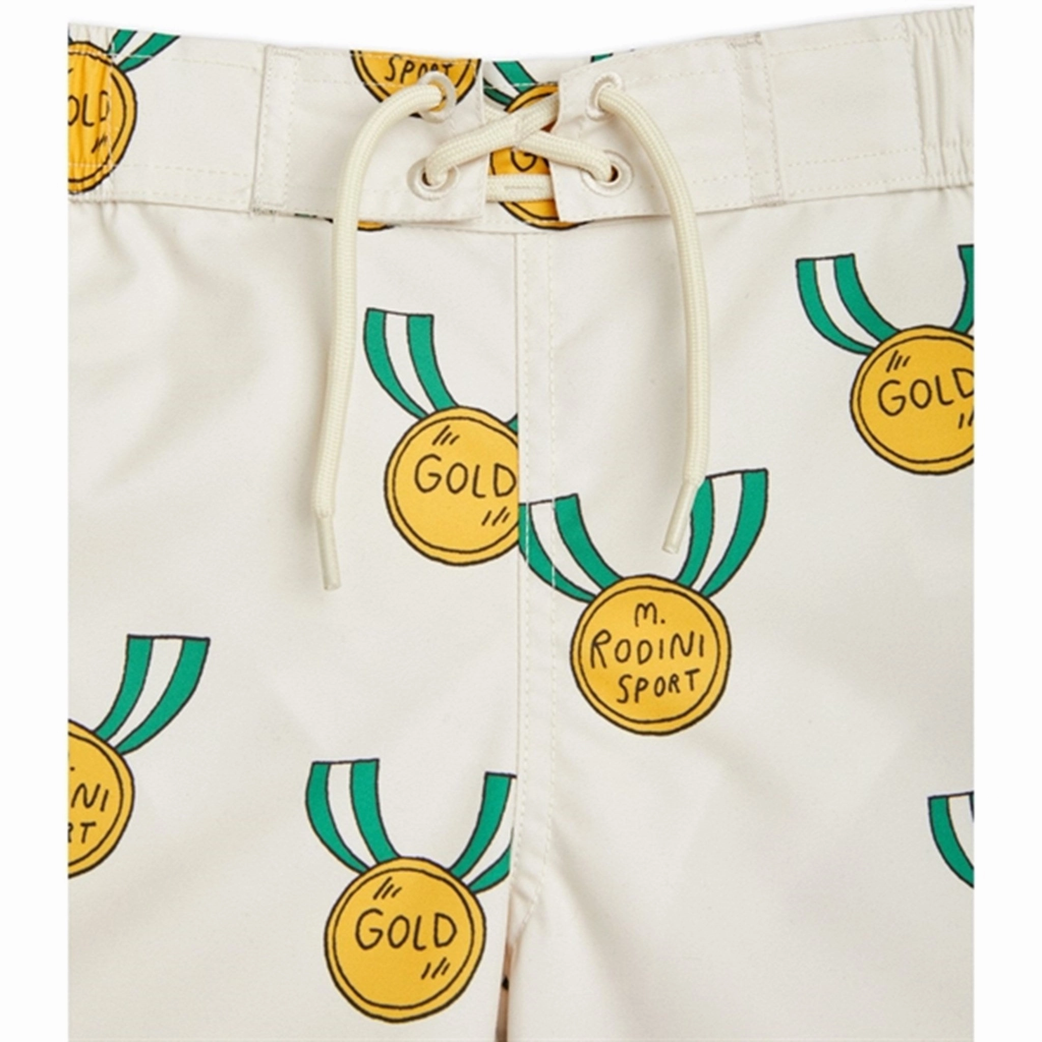 Chafe Free Seams Mini Rodini Grey Medal Aop Woven Swim Shorts