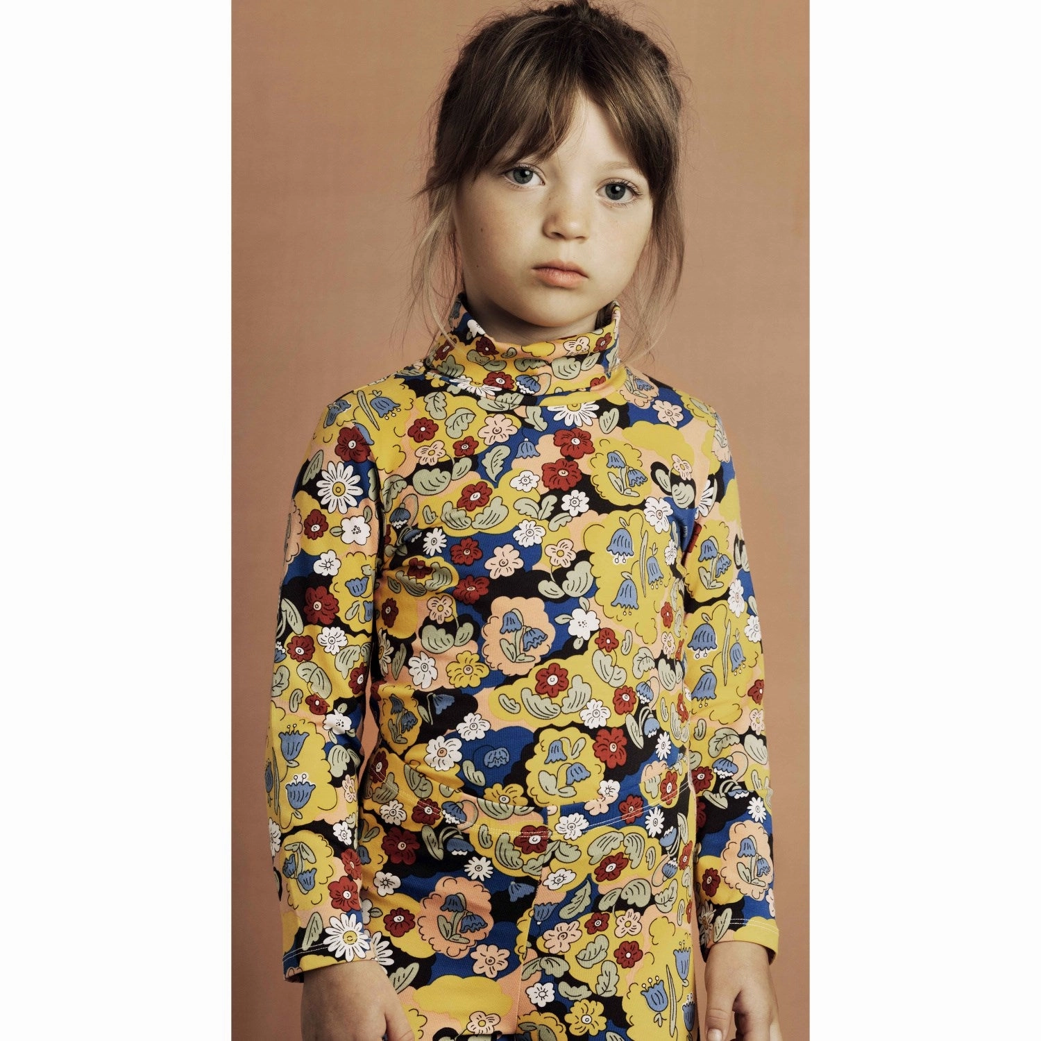 denim material Mini Rodini Multi Flowers AOP Bike Shorts