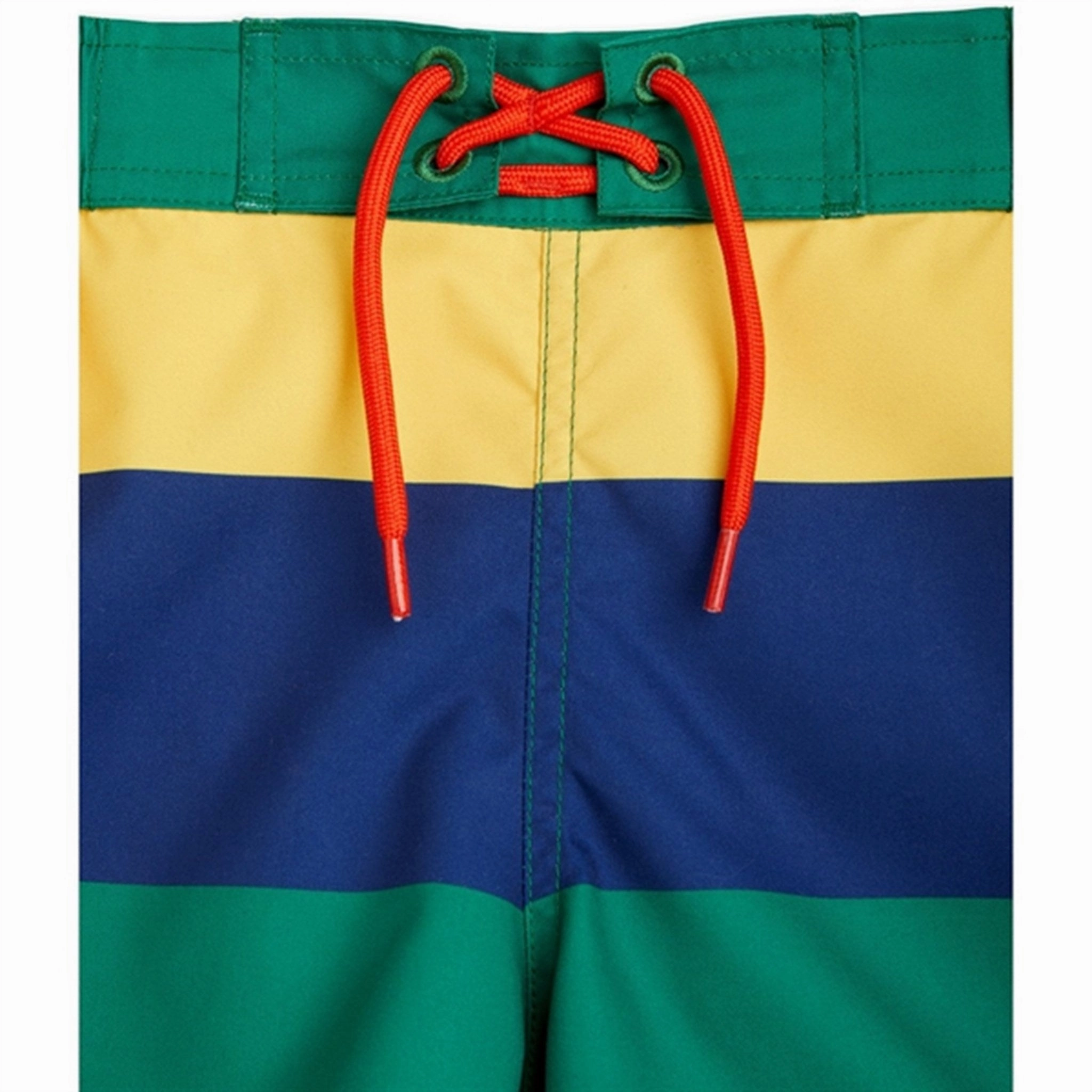 Flexible Paneling Mini Rodini Multi Stripe Woven Swim Shorts