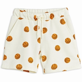 Mini Rodini Offwhite Basketball Aop Sweatshorts Fade Resistant Dye Fashion Accessory