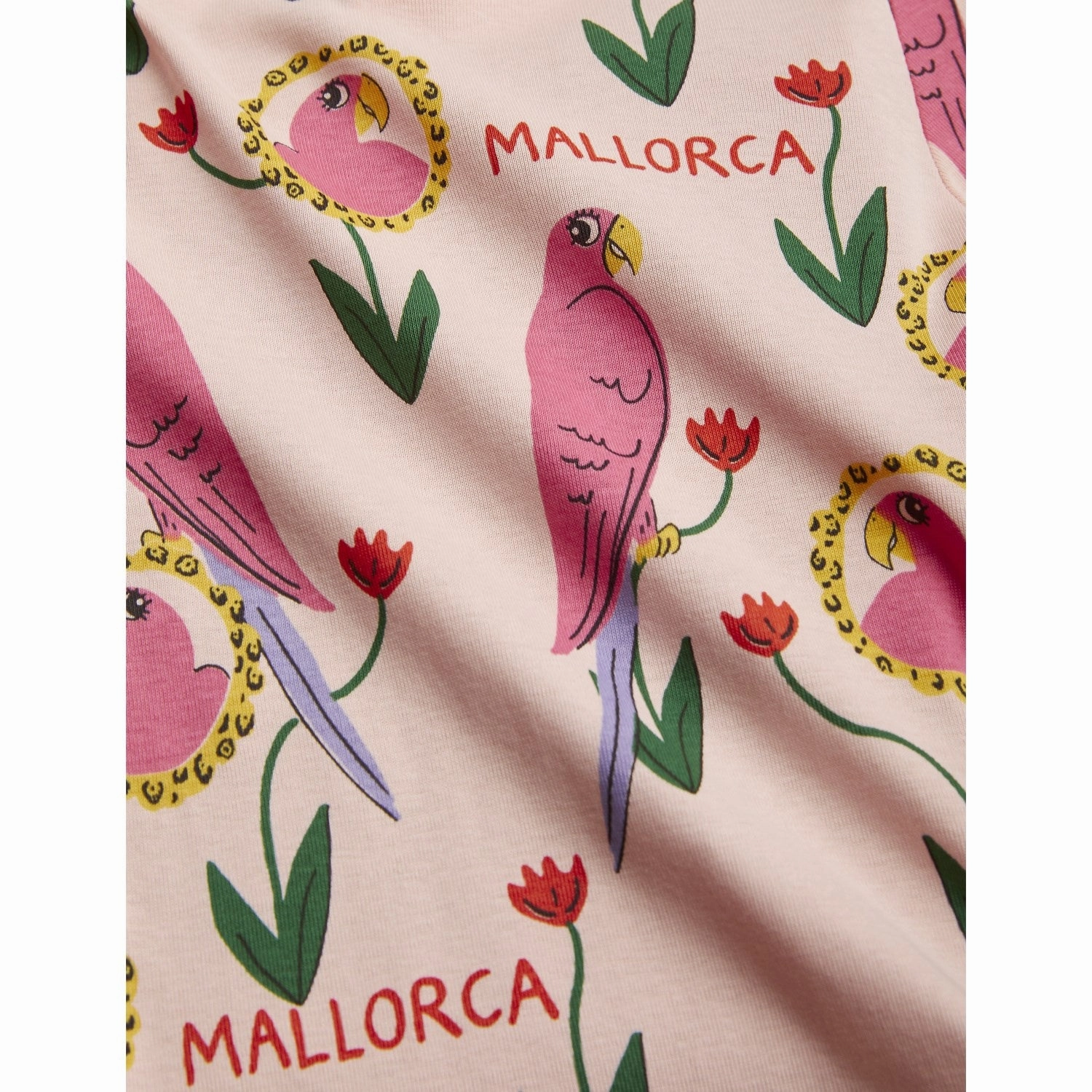 Mini Rodini Pink Parrots AOP Shorts quick dry