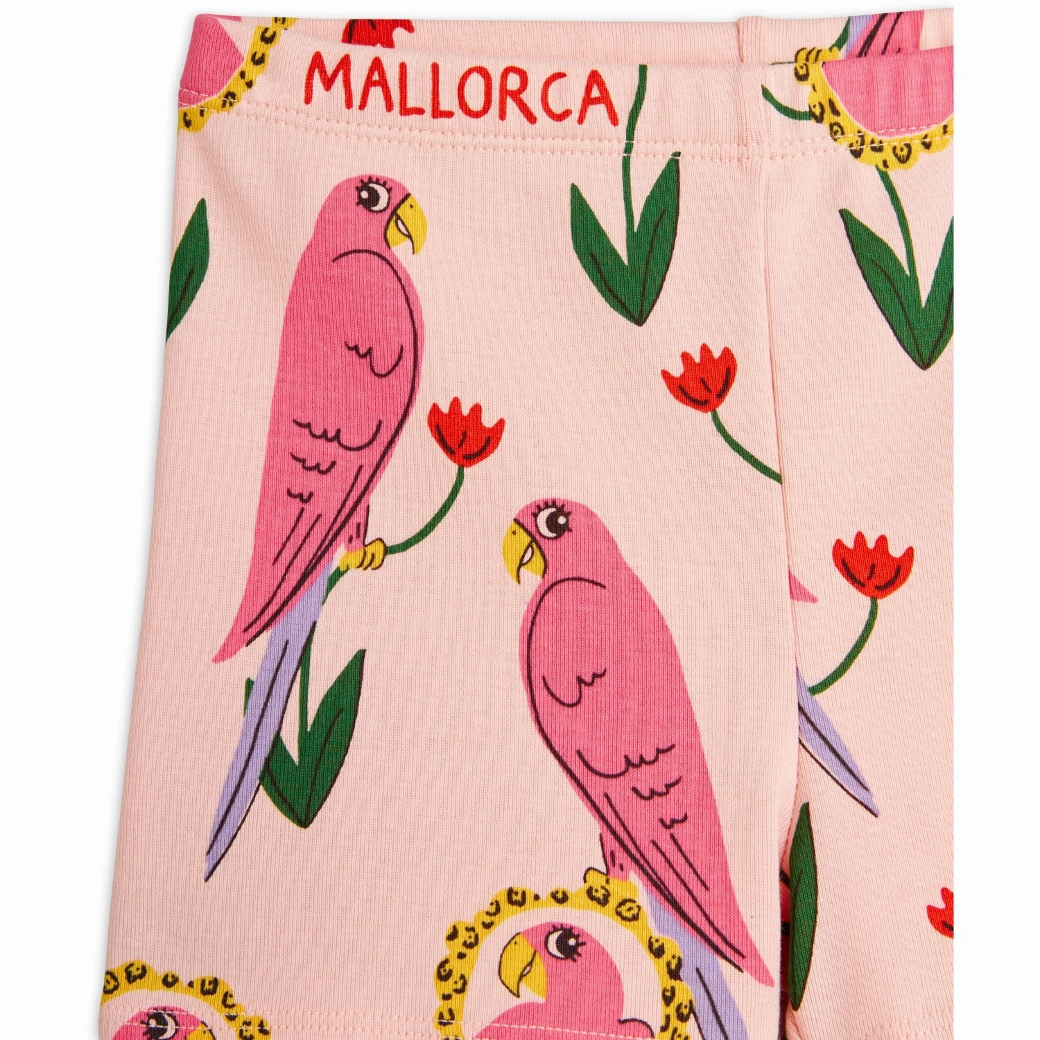 Mini Rodini Pink Parrots AOP Shorts Abrasion Resistant Fabric Lightweight Construction