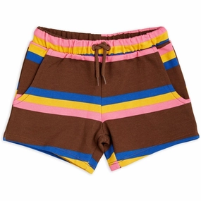 Mini Rodini Stripe Sweatshorts Brown yoga clothing SeamlessConstruction