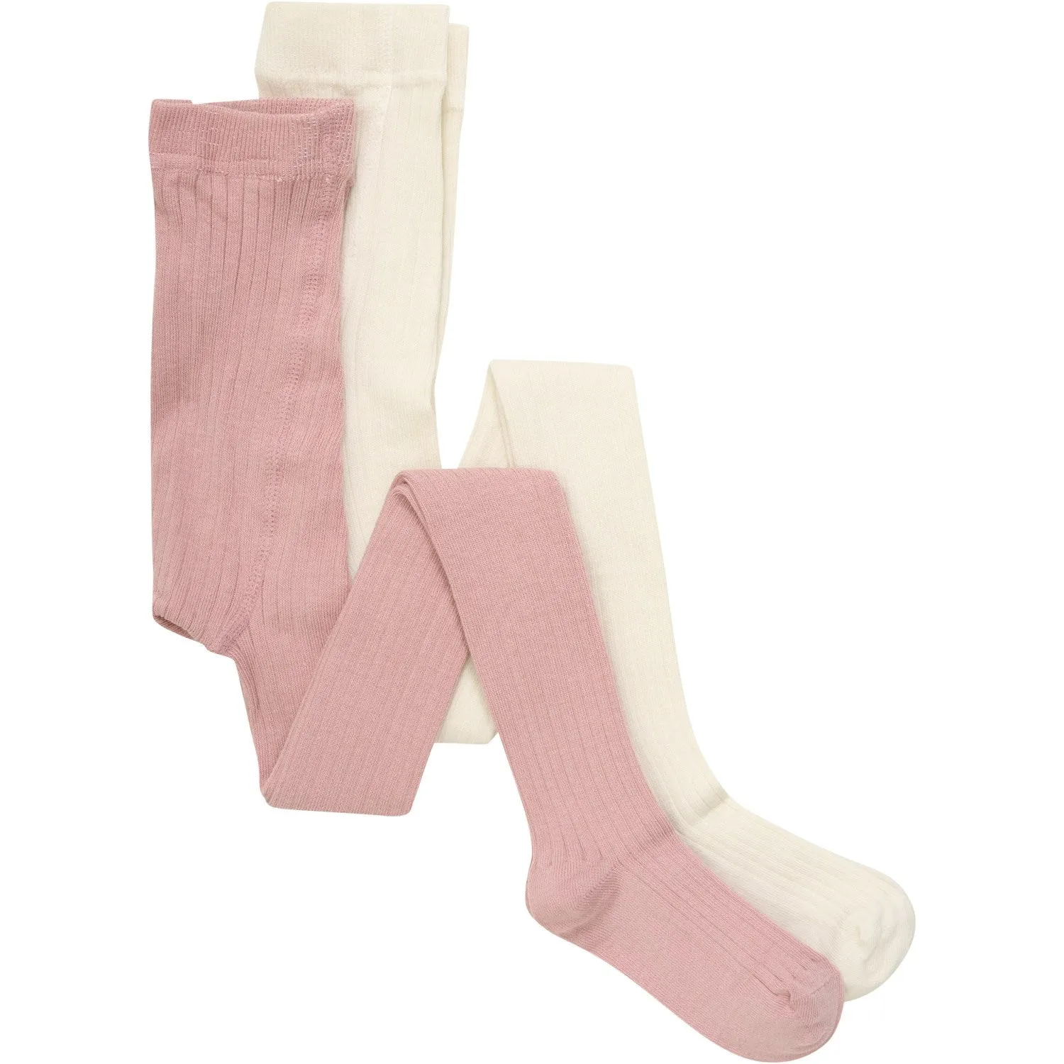 Machine-washable-quality Minymo Ash Rose Tights Solid Rib 2-Pack