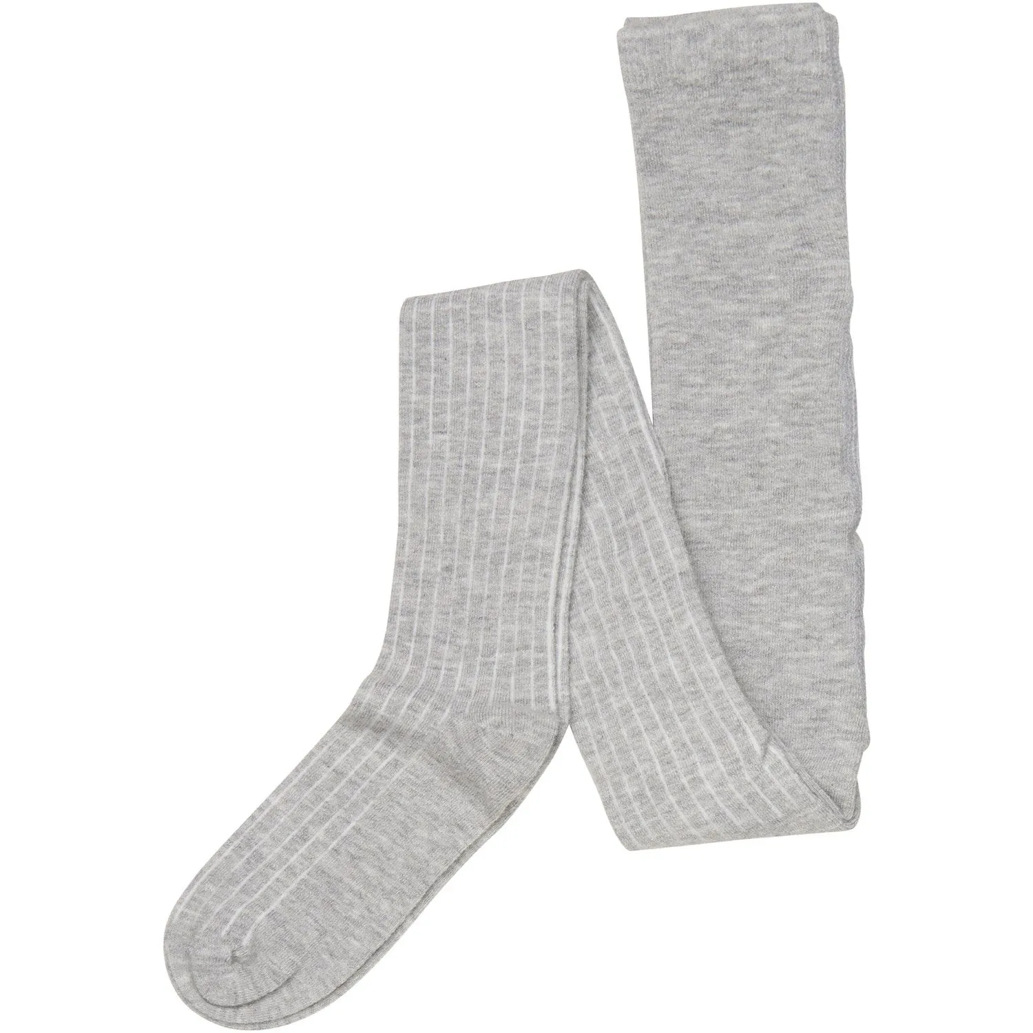 Minymo Grey Melange Wool Tights Rib 2-pack Hemmed Sophisticated