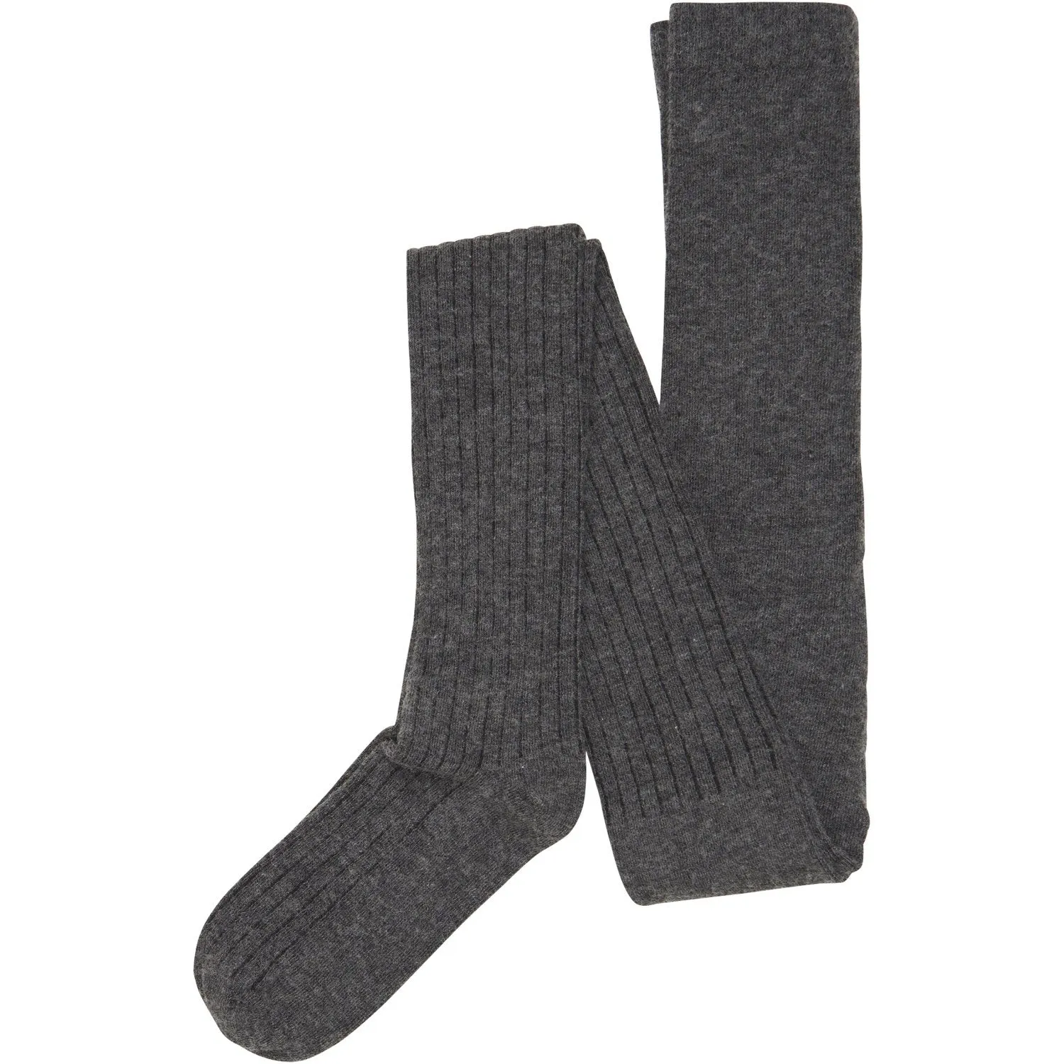 Minymo Grey Melange Wool Tights Rib 2-pack Form Shaping Outdoor-clothing