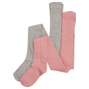 Minymo Light Grey Melange Tights Pointelle 2-pack Serged