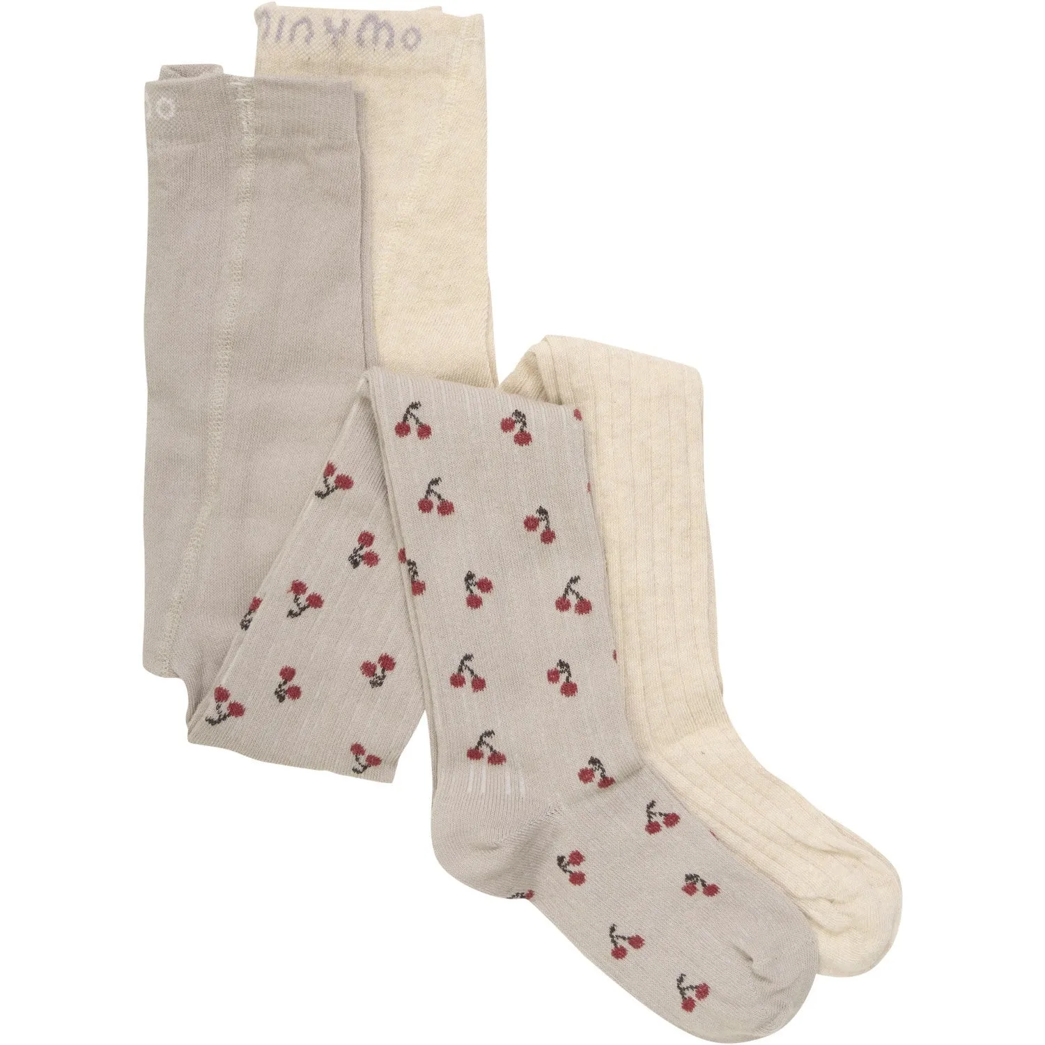 Minymo Light Taupe Tights With Pattern 2-Pack nylon