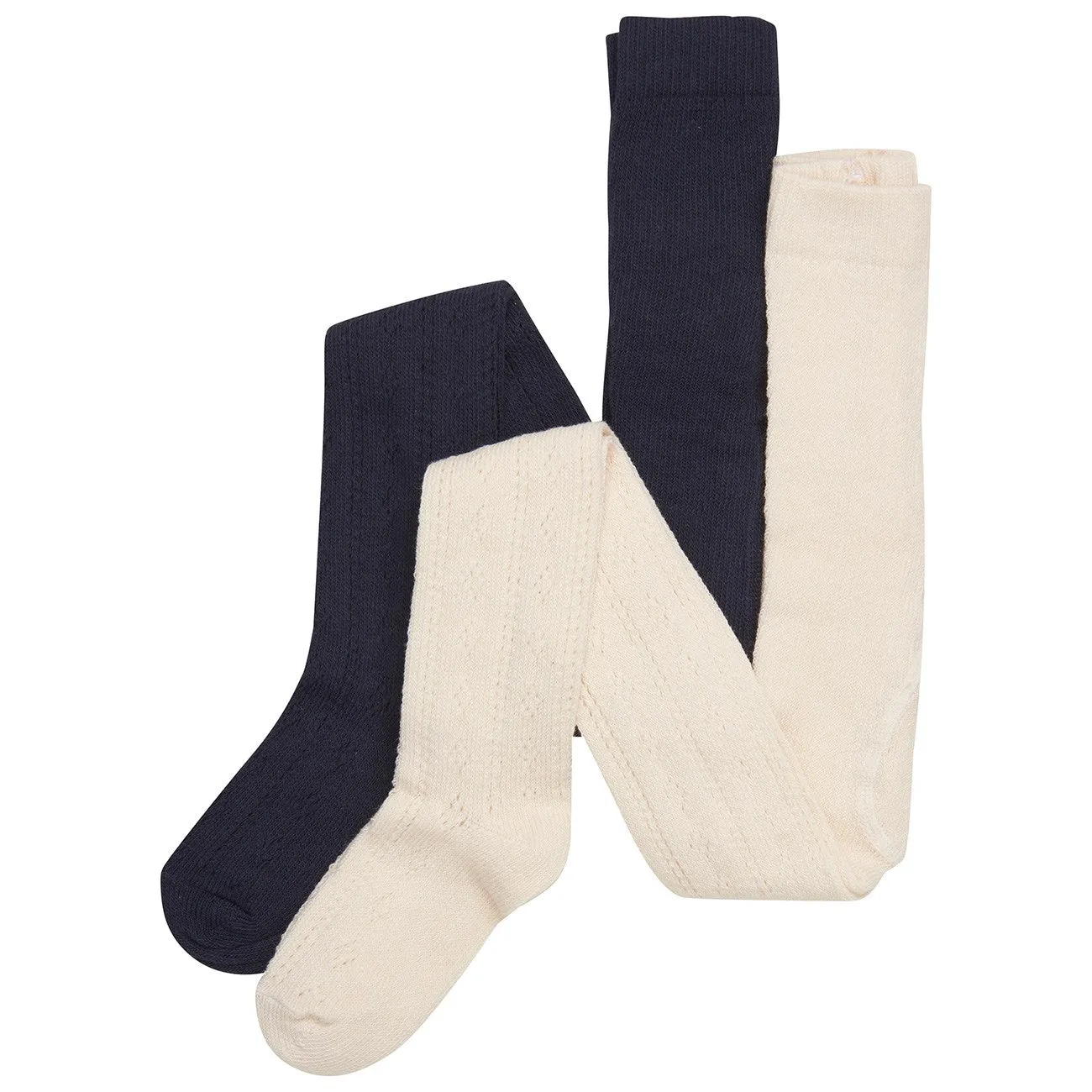 Minymo Offwhite Pointelle 2-pack tights Exclusive Form Shaping Wear