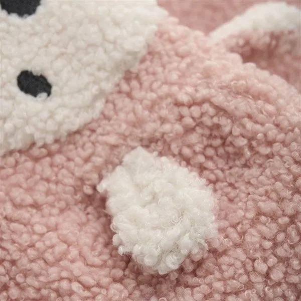 Fold-Over-Detail Minymo Peach Beige Driving Suit Boucle w. Lining