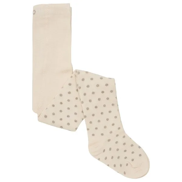 Sports-uniform-feature Minymo Simply Taupe Tights w. Pattern 2-Pack