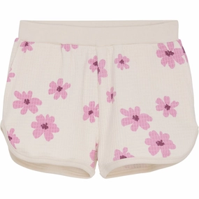 Minymo White Swan Sweat Shorts AOP Abrasion Resistant Edges
