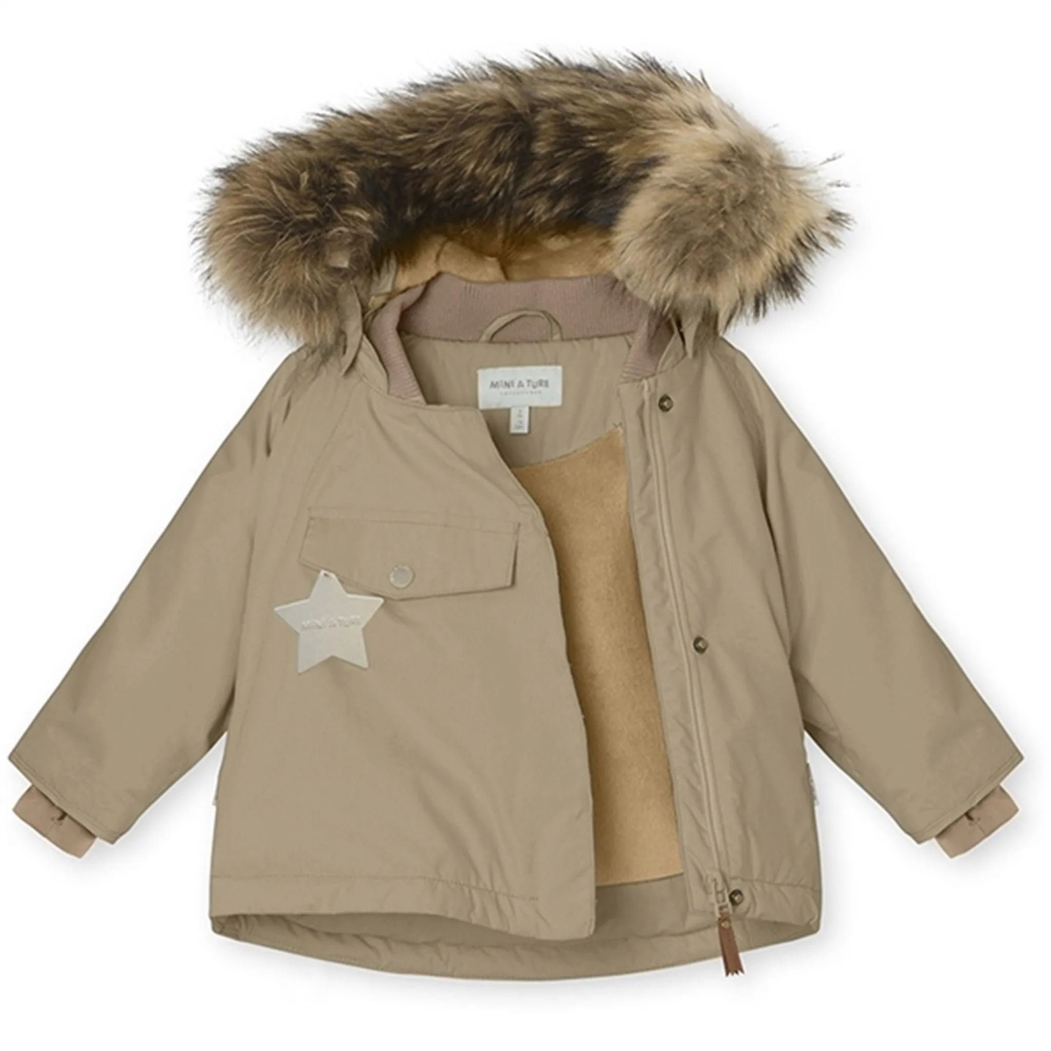 complementary item MINI A TURE Wang Fleece Fur Winter Jacket Savannah Tan