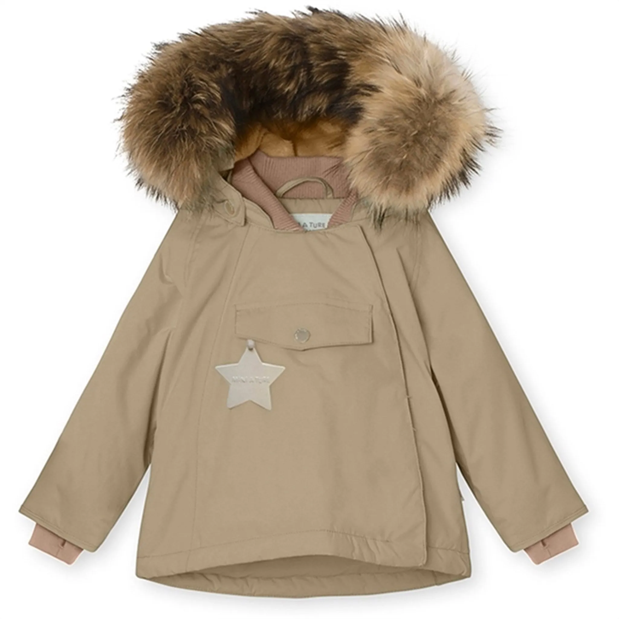 MINI A TURE Wang Fleece Fur Winter Jacket Savannah Tan Casual Style Comb