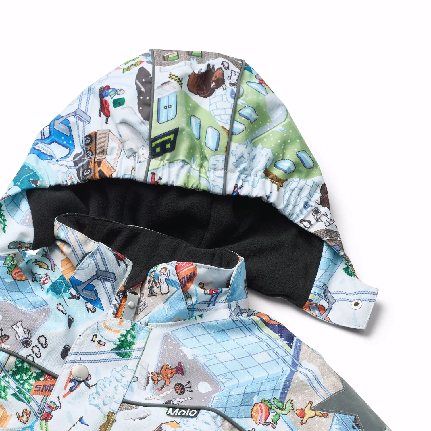 Neutral-Shade Ribbed-Texture Molo Pixel Winter Polaris Junior Snowsuit