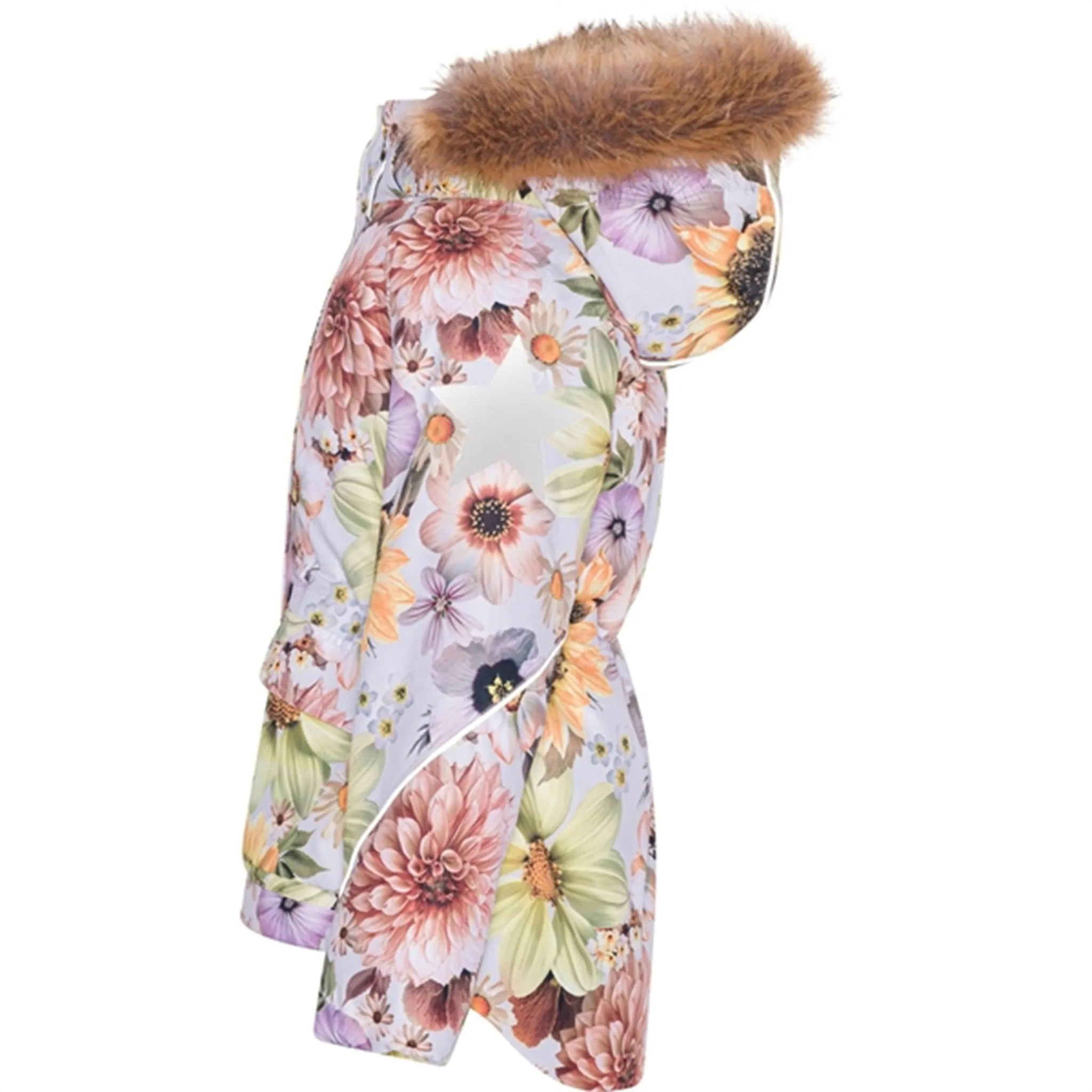 Stretchable Heat Retention Molo Retro Flowers Cathy Fur Jacket