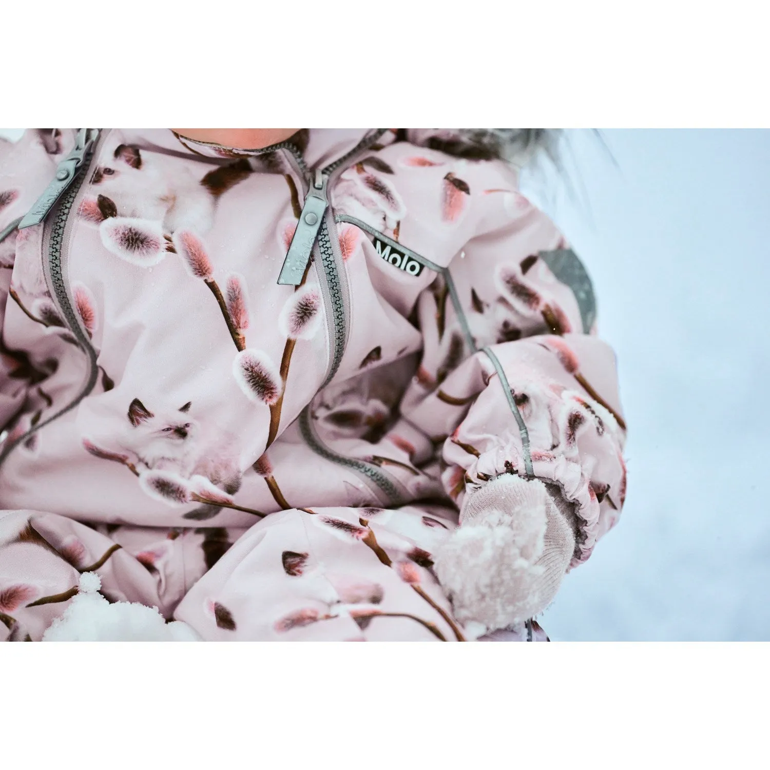 Molo Willow Kitten Pyxis Fur Baby Snowsuit Soft cotton button-down Beaded-Edge