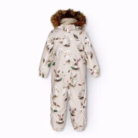 Molo Winter Rabbits Polaris Fur Snowsuit Knot-Detail Playful graphic shirt