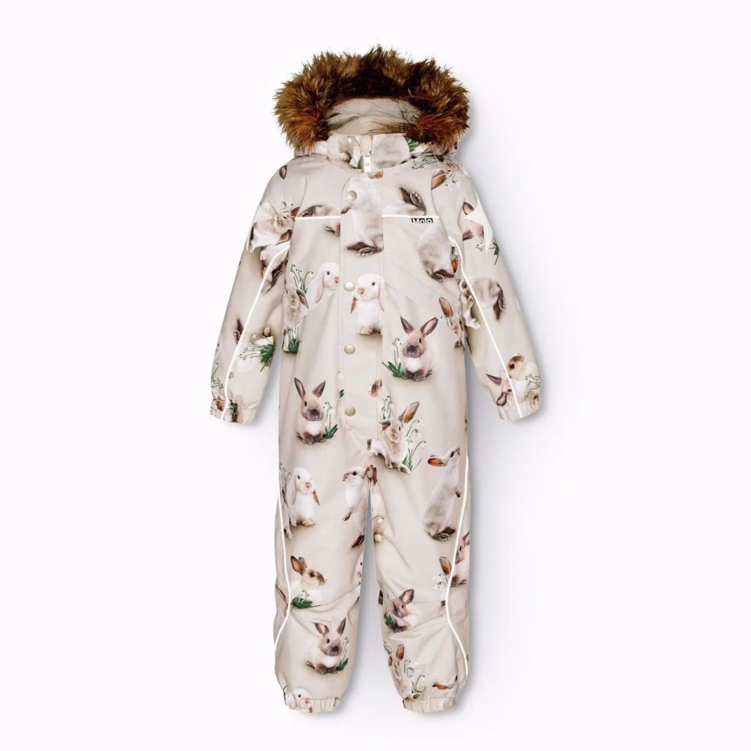 Molo Winter Rabbits Polaris Fur Snowsuit Knot-Detail Playful graphic shirt