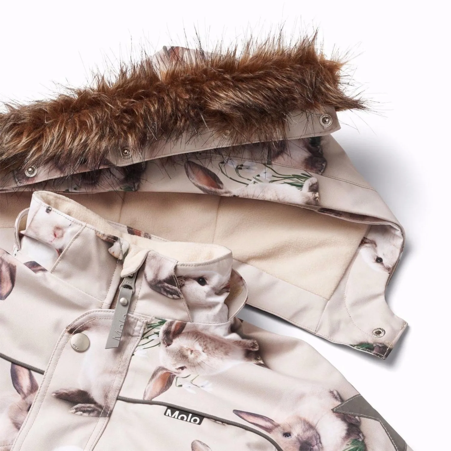 Molo Winter Rabbits Polaris Fur Snowsuit Lightweight Stylish day blouse