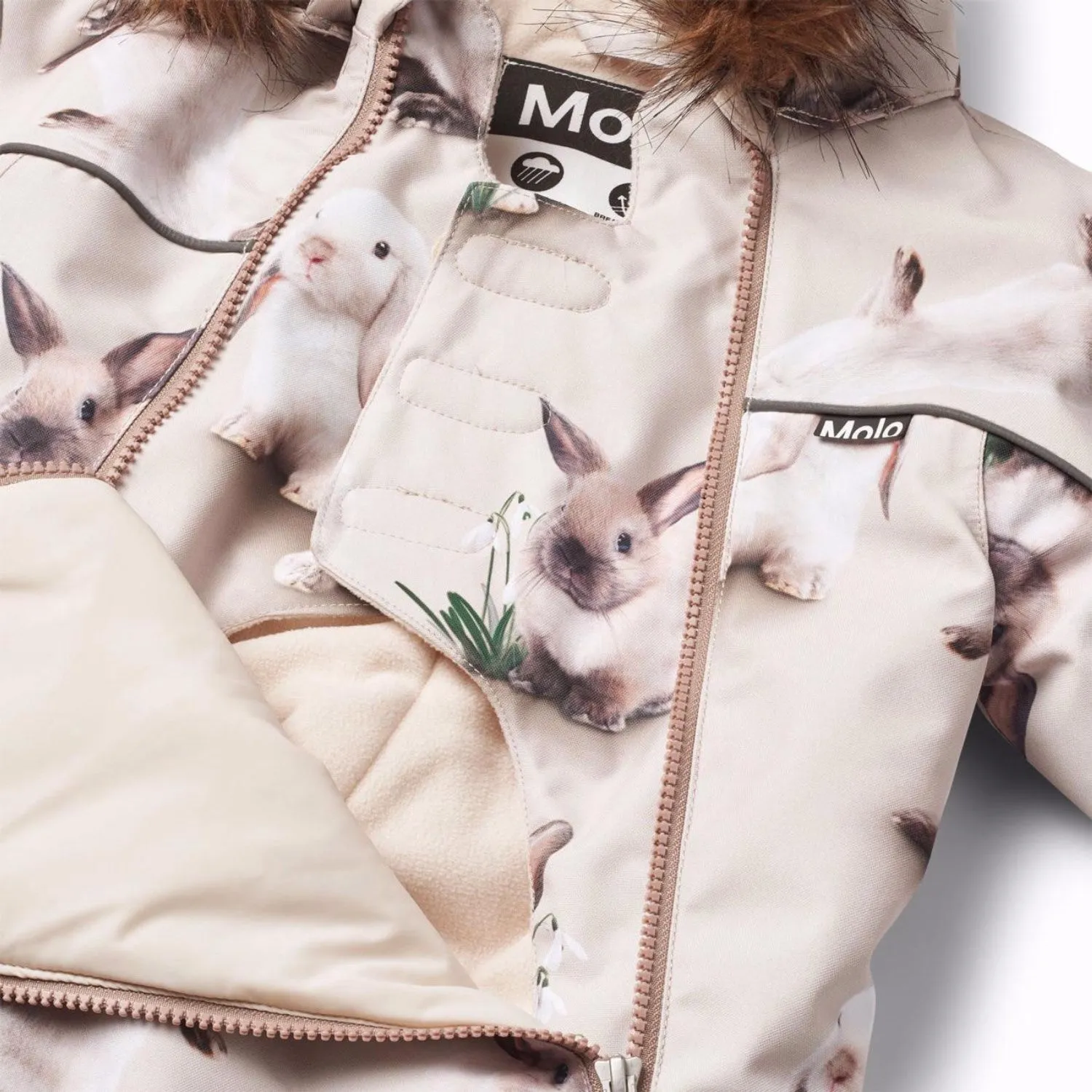 Molo Winter Rabbits Pyxis Fur Snowsuit Empire-Waist