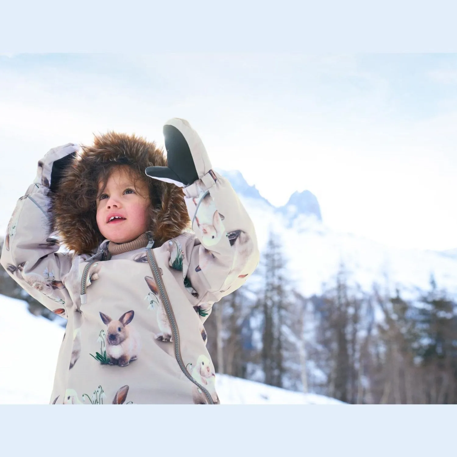 Molo Winter Rabbits Pyxis Fur Snowsuit Wool-Blend