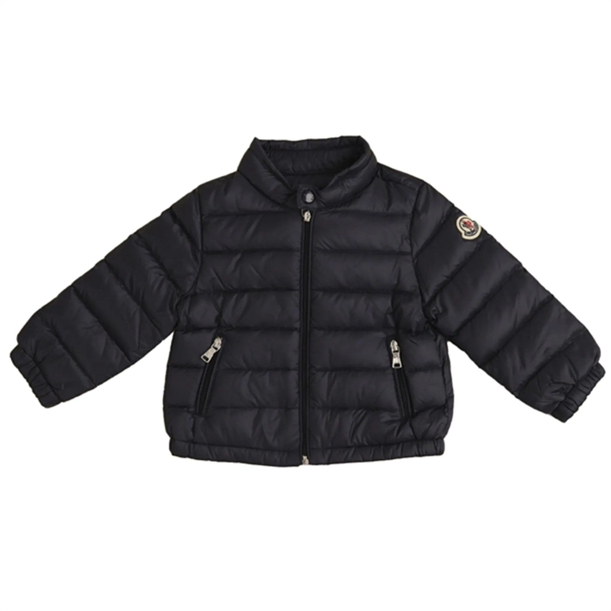Moncler Acorus Down Jacket Navy Bold patterned blouse