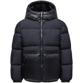 Luxury-Fabric High-Low-Hem Moncler Navy Barin Jacket