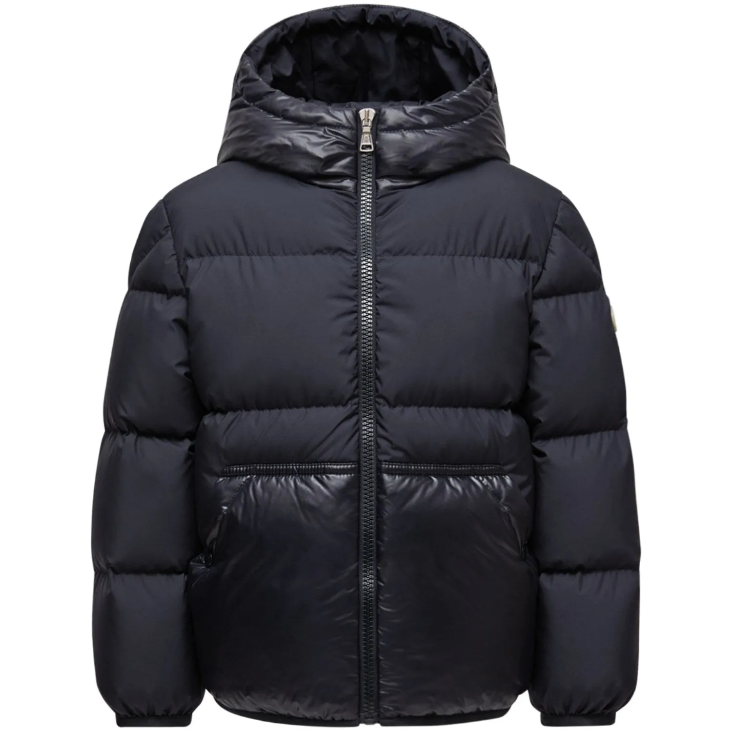 Luxury-Fabric High-Low-Hem Moncler Navy Barin Jacket