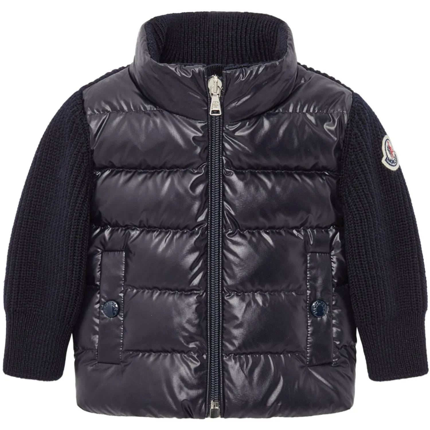 Moncler Navy Jacket Spring-Season Curved-Hem