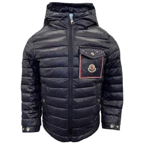 Sheer-Overlay Tonal-Panel Moncler Navy Parvon Giubbotto Jacket