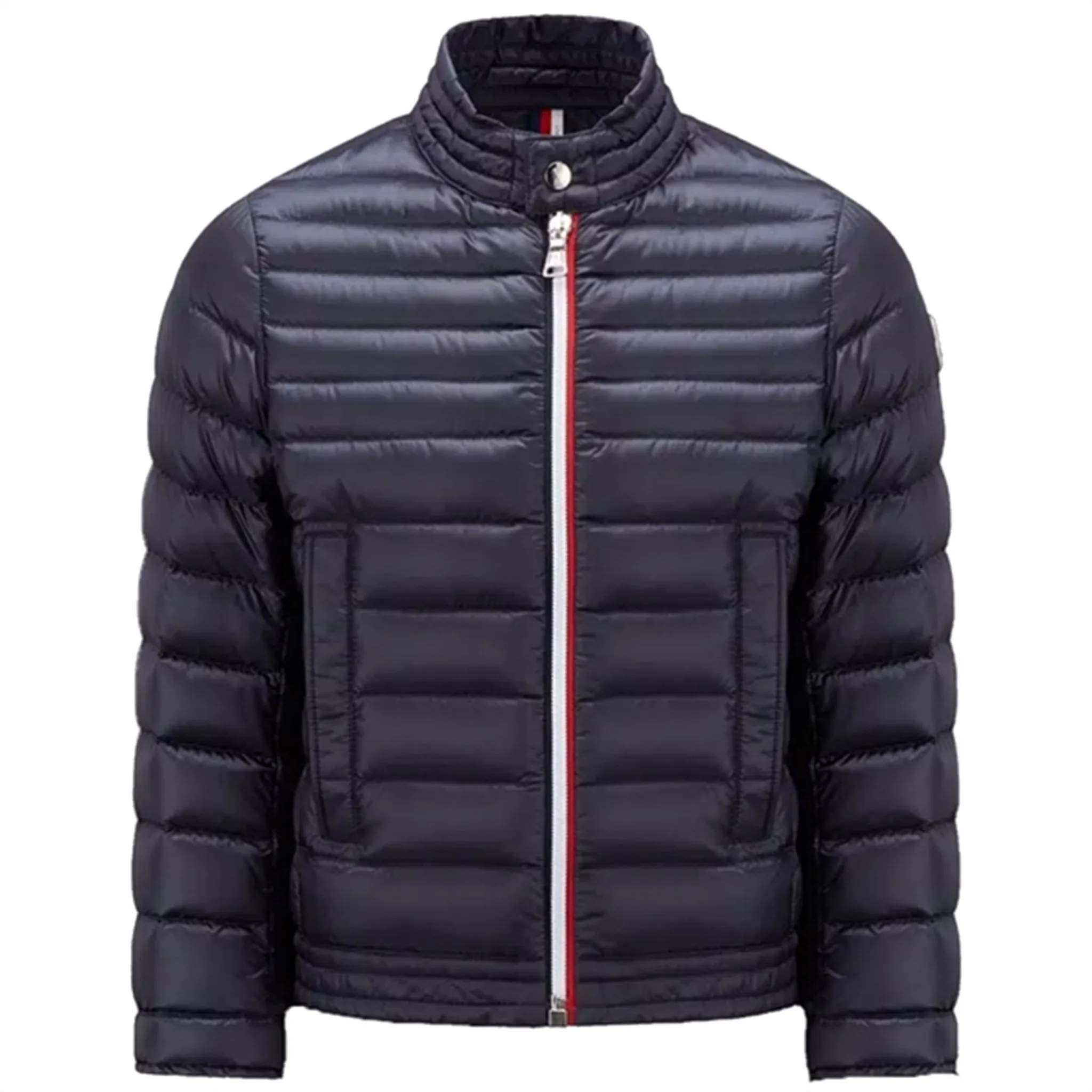 Multipurpose Romantic-Detail Moncler Urzay Biker Down Jacket Navy