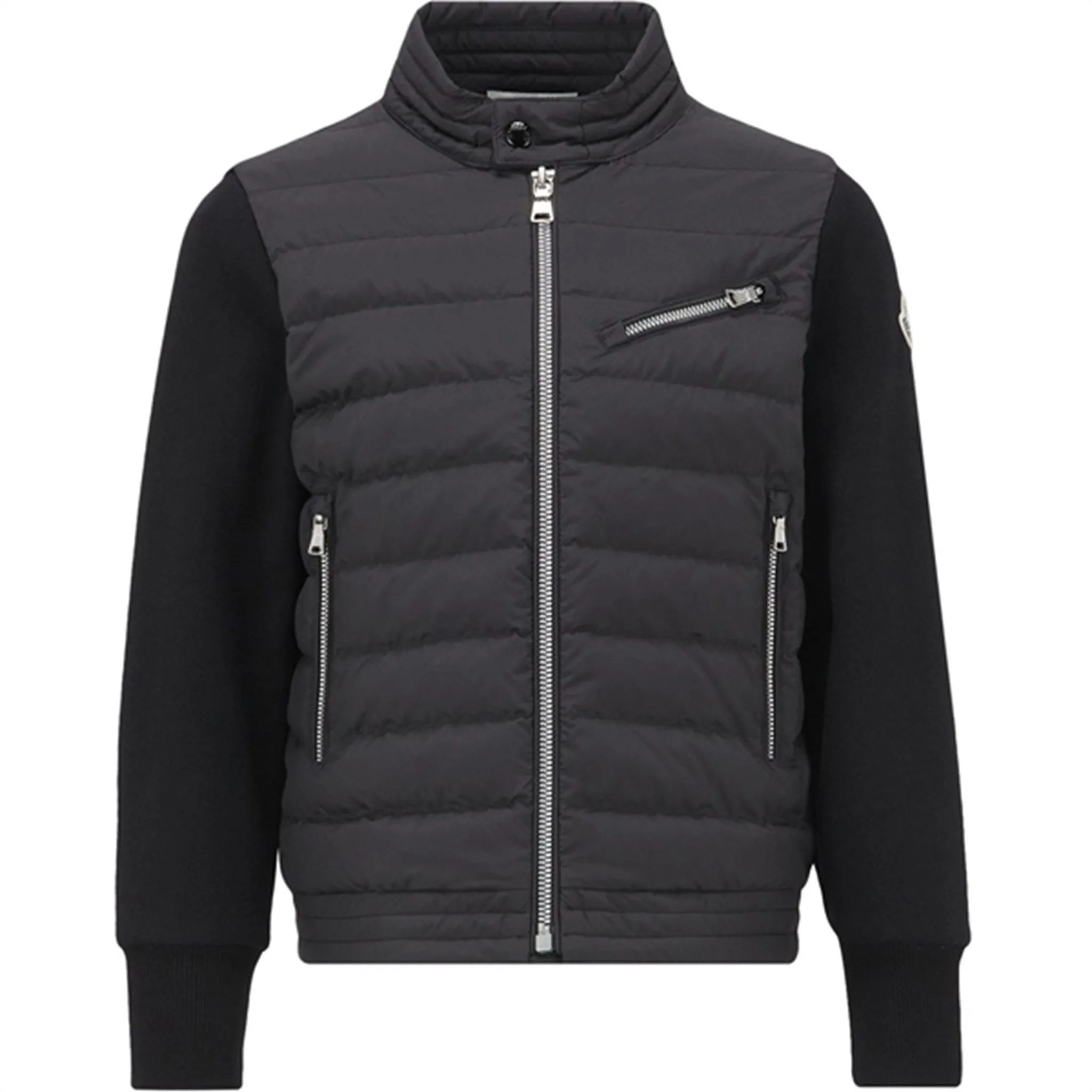 Moncler Zip Up Cardigan Black Reinforced Shoulder Panels