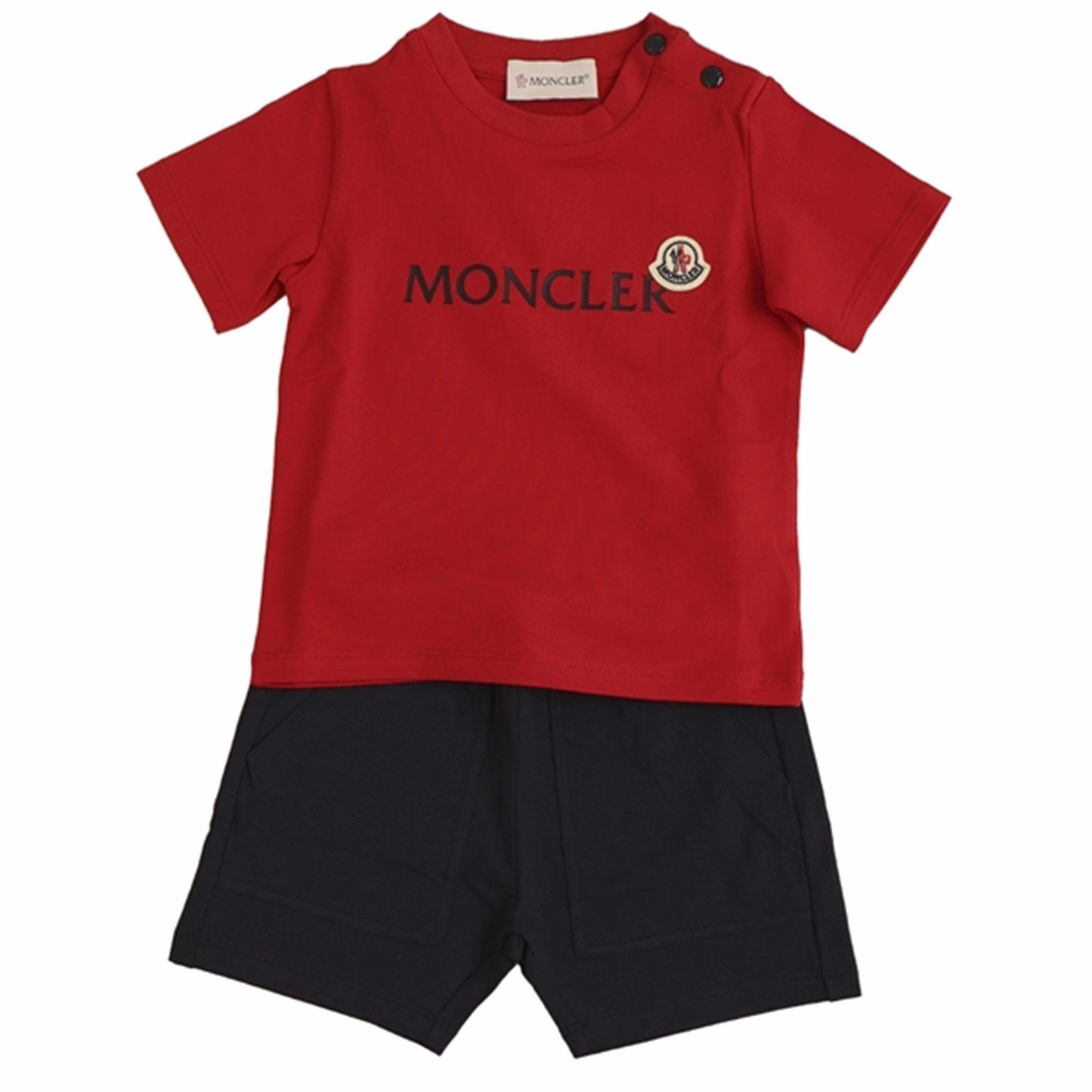 Neutral Tones Workout Gear Moncler T-Shirt and Shorts Set Rose Red