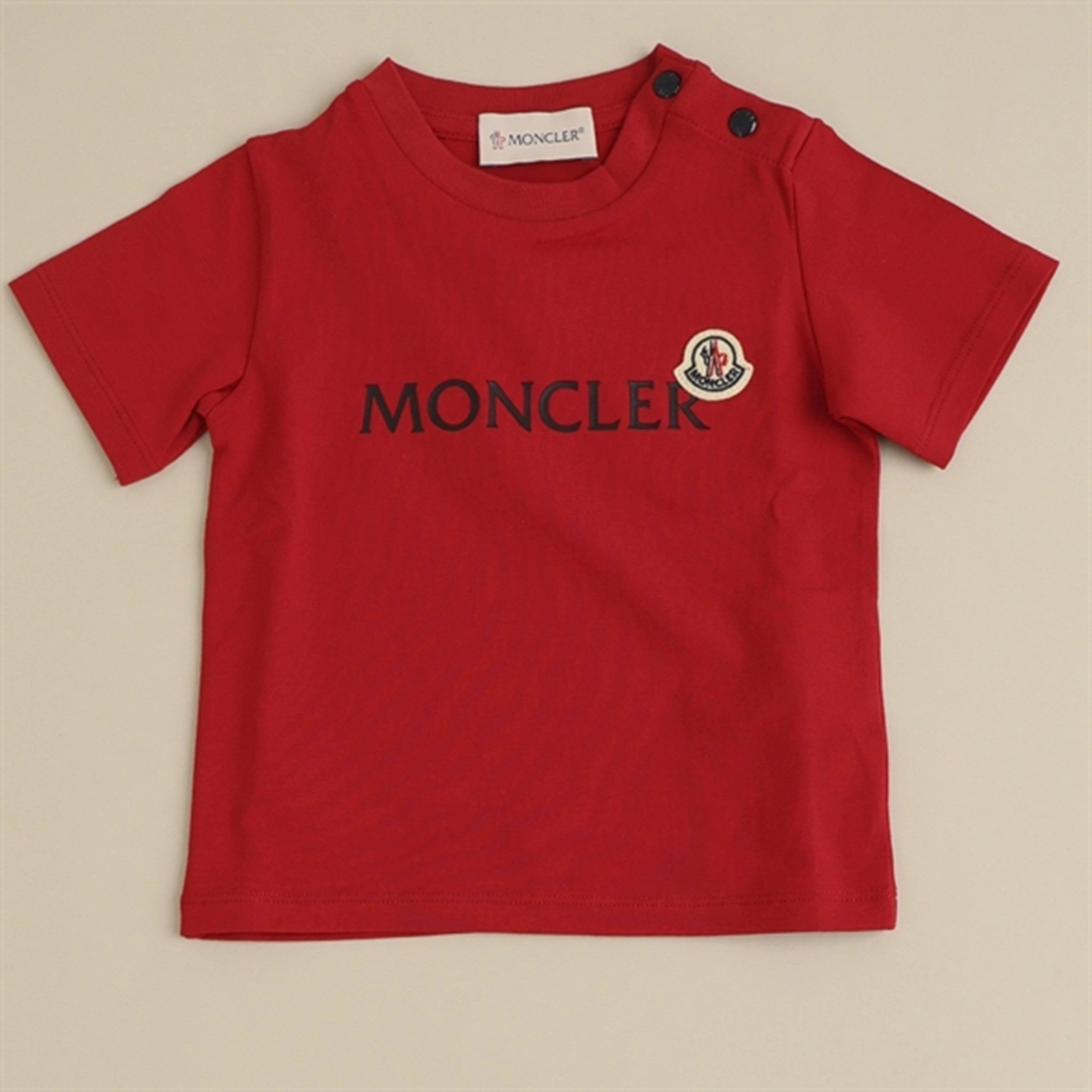 Wide Leg Opening Moncler T-Shirt and Shorts Set Rose Red