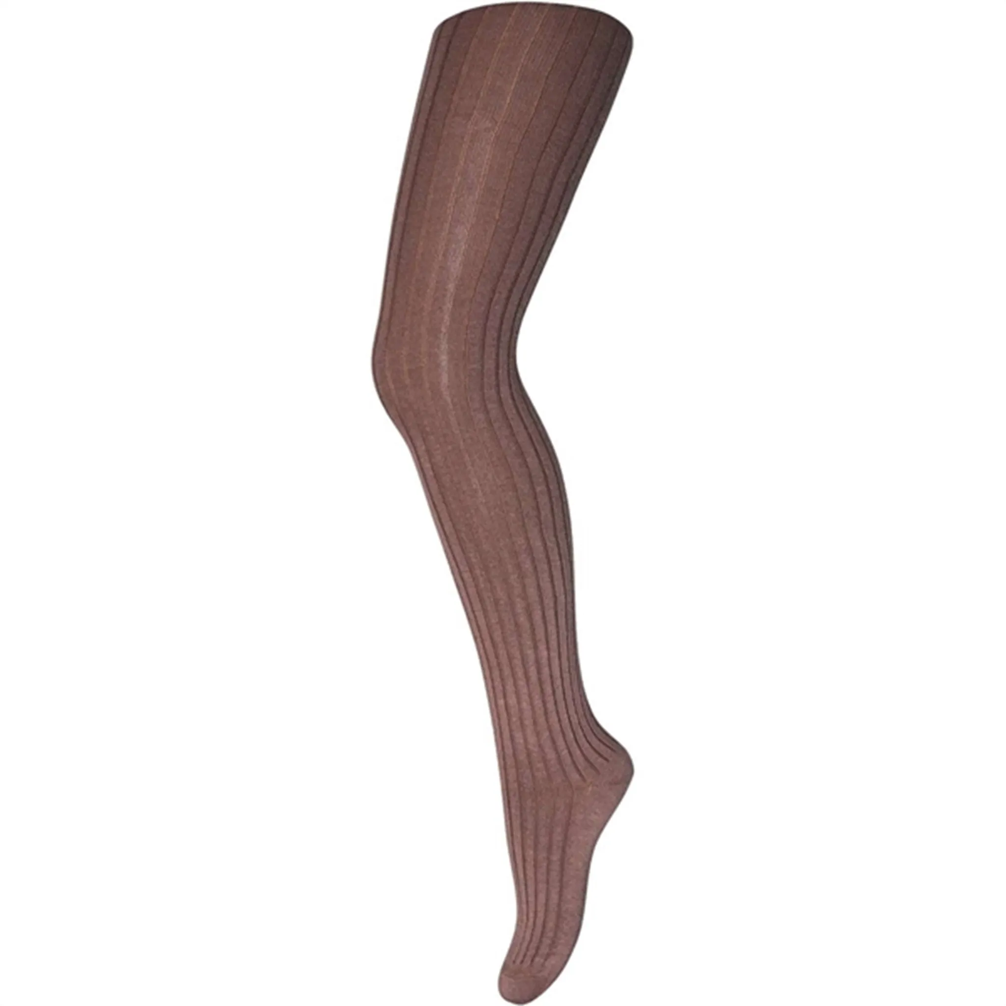 Topstitched elastic waistband MP 128 Wool Rib Tights 76 Brown Sienna