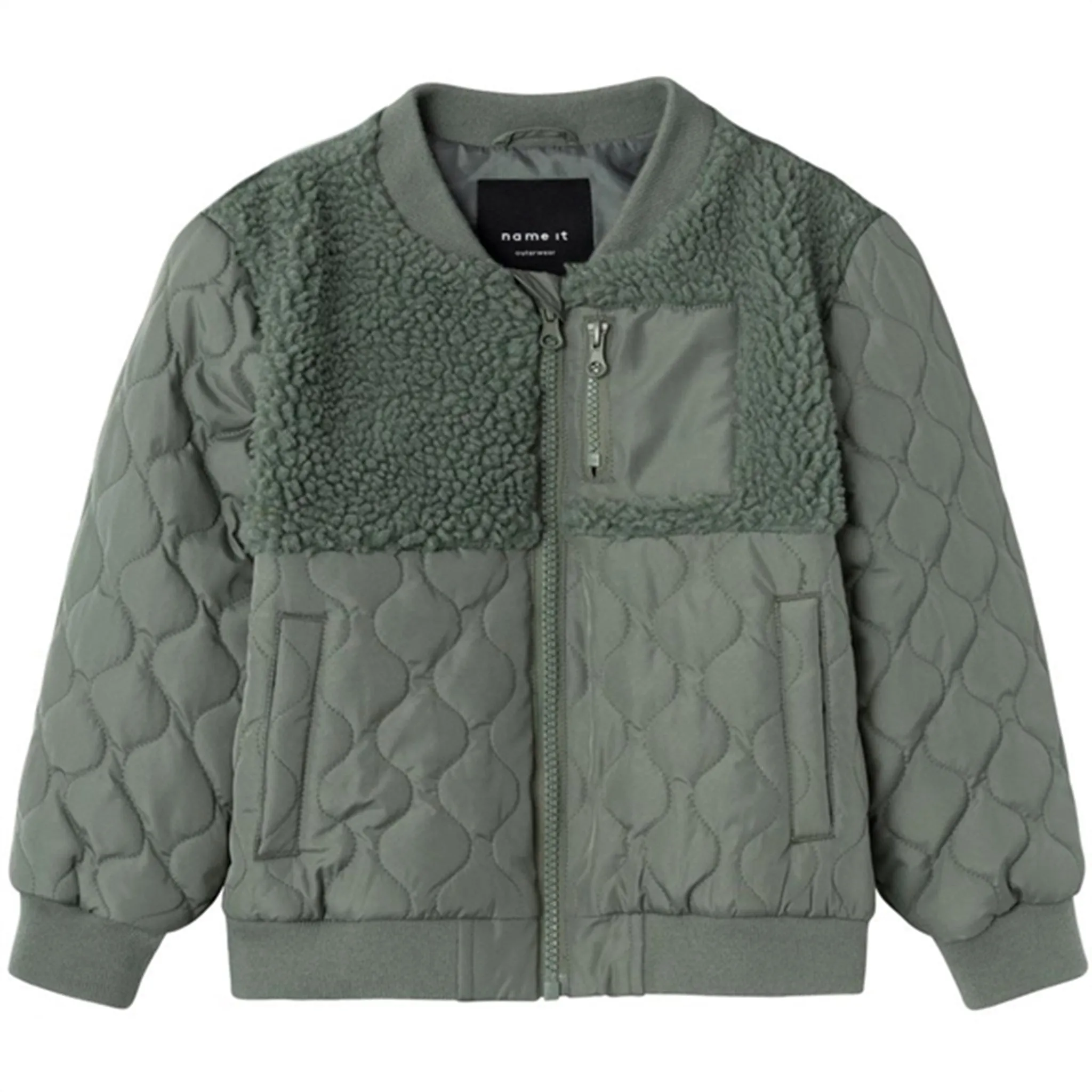 Name it Agave Green Member Quilted Jacket Subtle-Print