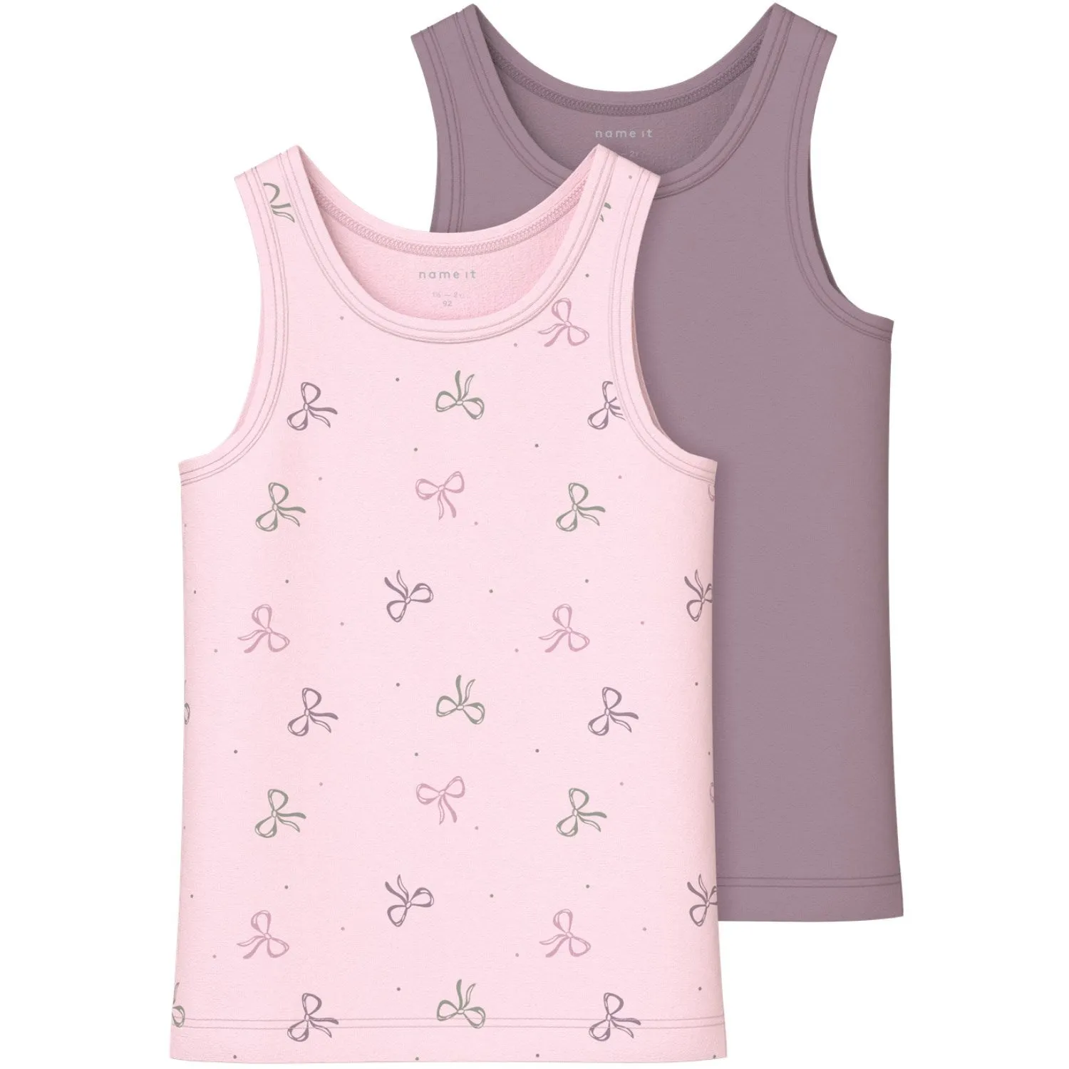 Thick Moisture Wicking Tech Name It Barely Pink Tank Top 2-pack Barely Pink Bow Noos