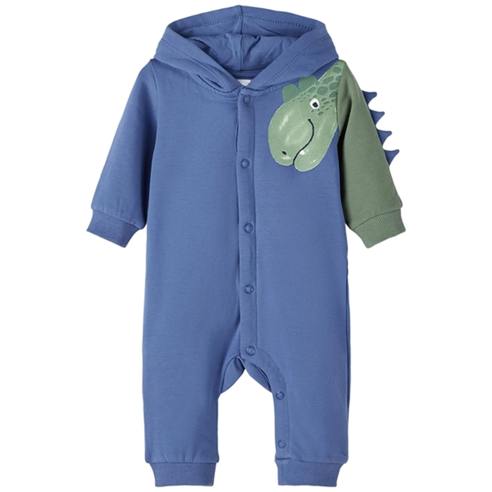 Name it Bijou Blue Tas Dinosaur Sweat Jumpsuit Velvet-Sleeve