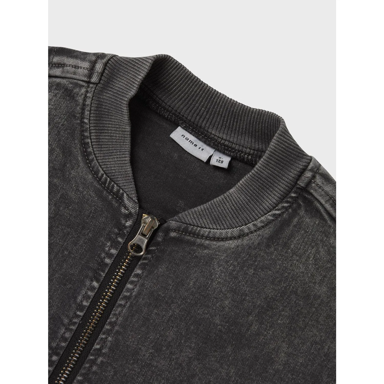 Name It Dark Grey Denim Luna Denim Bomber Jacket Perforated Details Weatherproof Coating