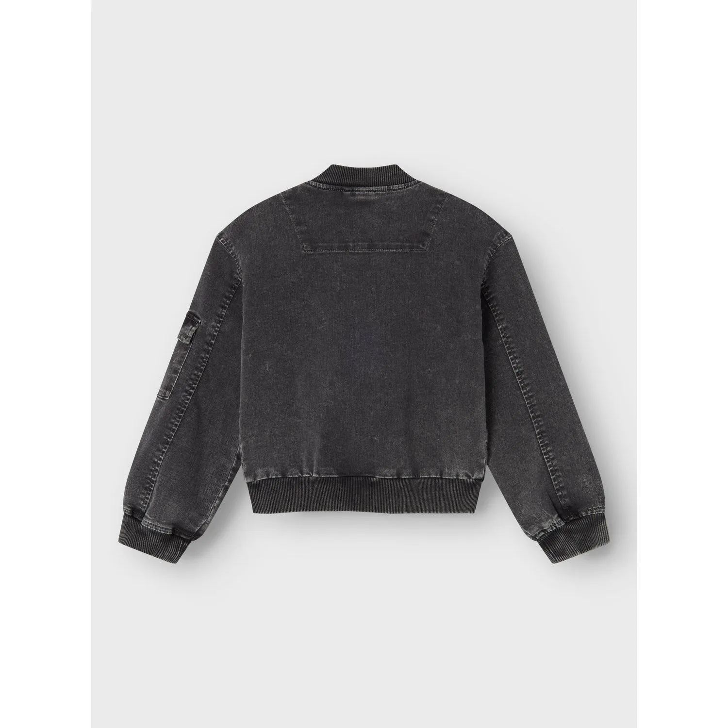 Name It Dark Grey Denim Luna Denim Bomber Jacket Versatile Outerwear Water Resistant Shell