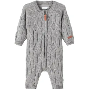 Name it Grey Melange Runi Wool Knit Onesie Casual outdoor shirt