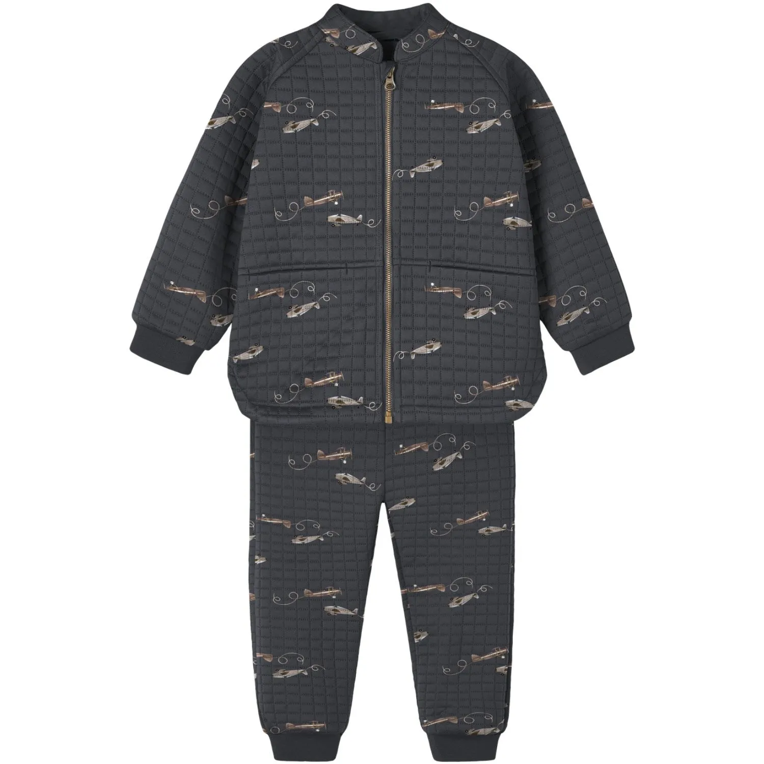 Celebrity-Inspired Feminine everyday piece Name It Grey Pinstripe Nmmmoon Quilt Set Aop 1fo