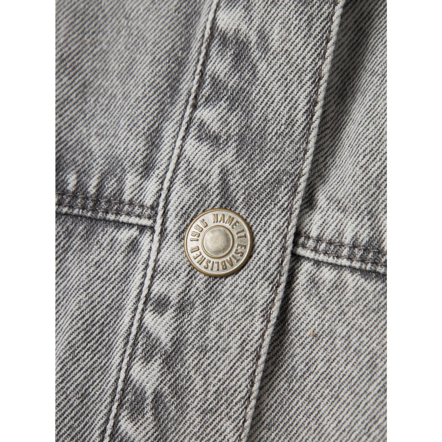 Name It Light Grey Denim Gloria Denim Embroidery Jacket Knee Length Outdoor Style