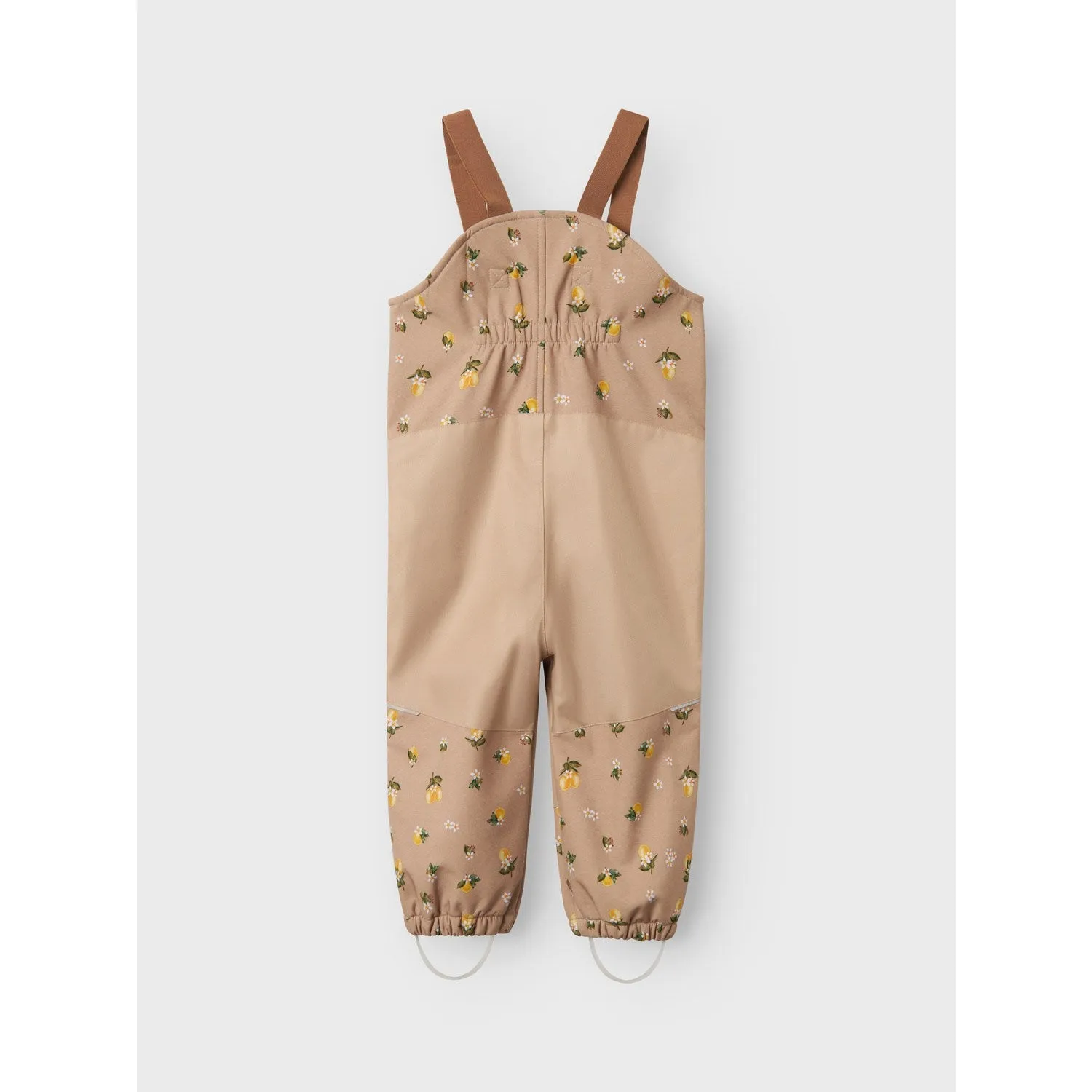 Name It Light Taupe Lemons Alfa08 Softshell Bib Pants AOP Fo Quick Cool BreathableMeshLining