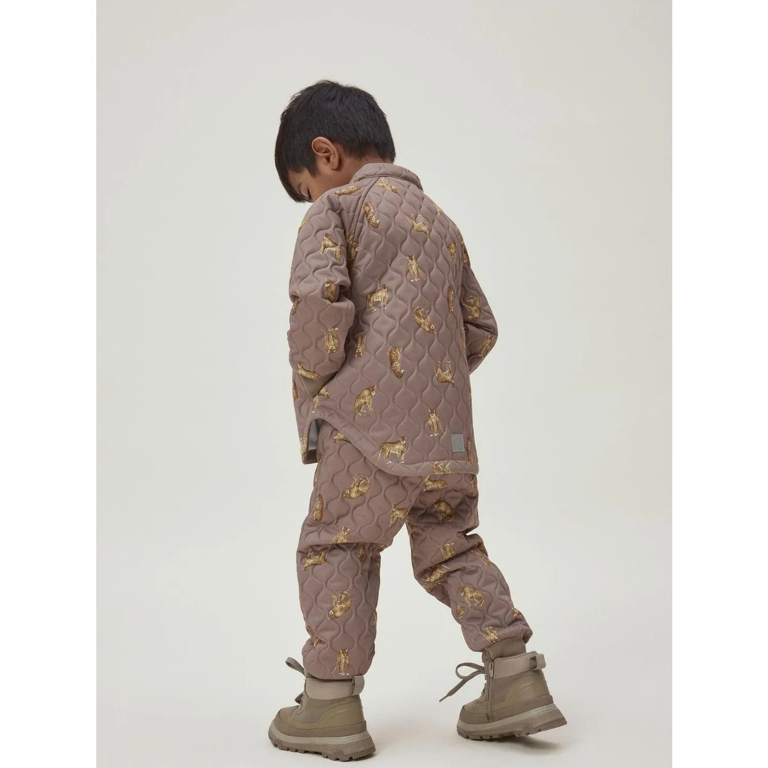 Name It Mountain Trail Leo Moon Quilted Set AOP Fo Classic collared blouse Cozy button-front blouse